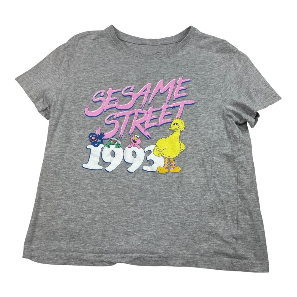 Sesame Street Shirt Womens Medium Gray 1993 Big Bird Grover Cookie Monster Tee